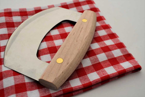 Mezzaluna Salad Chopper Curved Blade Traditional Mezzaluna Design