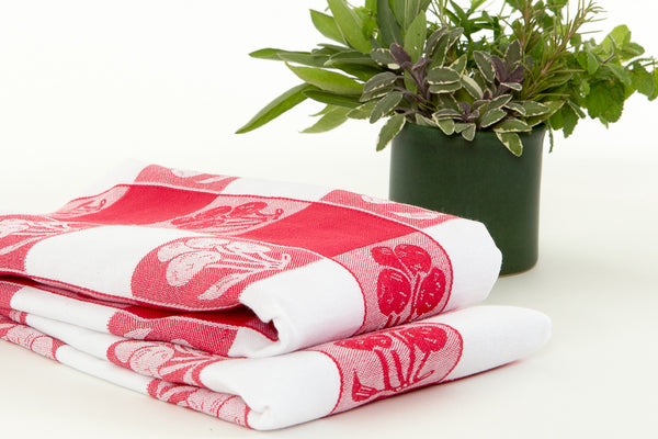 Liliane Collection Red Kitchen Dish Towels (13 pack) - Embroidery Gatherings
