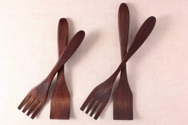 walnut wood salad servers