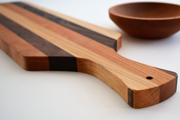 Handled Cheese Board Our Signature Design Hides Knife Marks | New Hampshire Bowl and Board