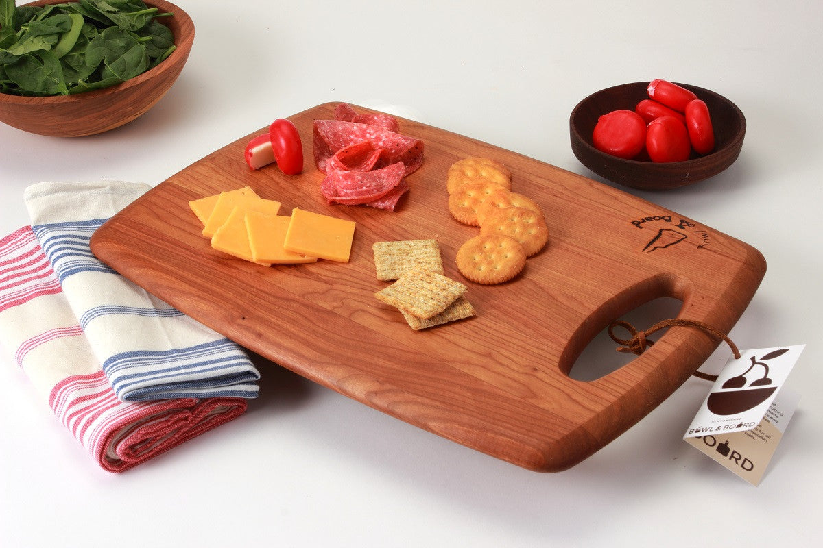 Cherry Wood Cutting Board With Handle, Cherry Serving Board