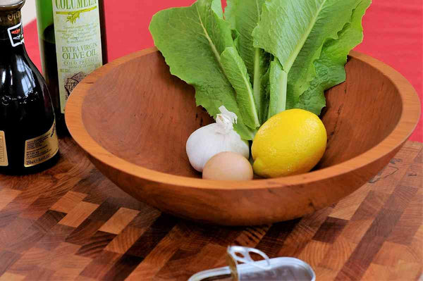 wooden salad bowl for two
