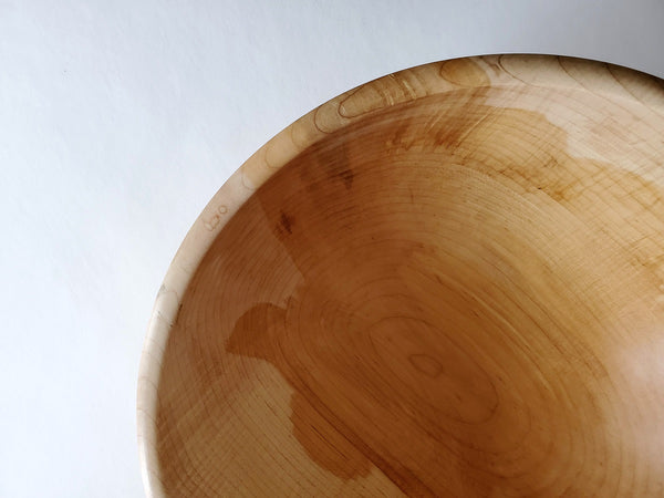 curly red maple bowl detail