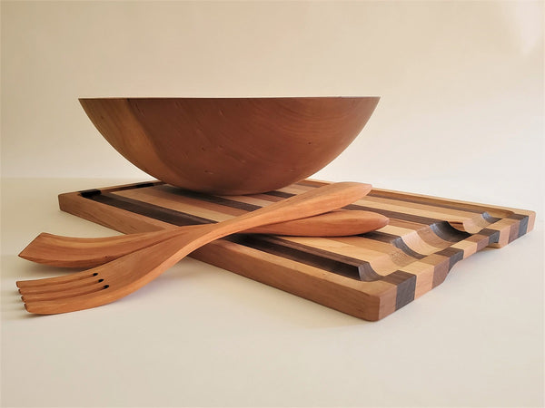 Wood Salad Servers Cherry in Two Sizes