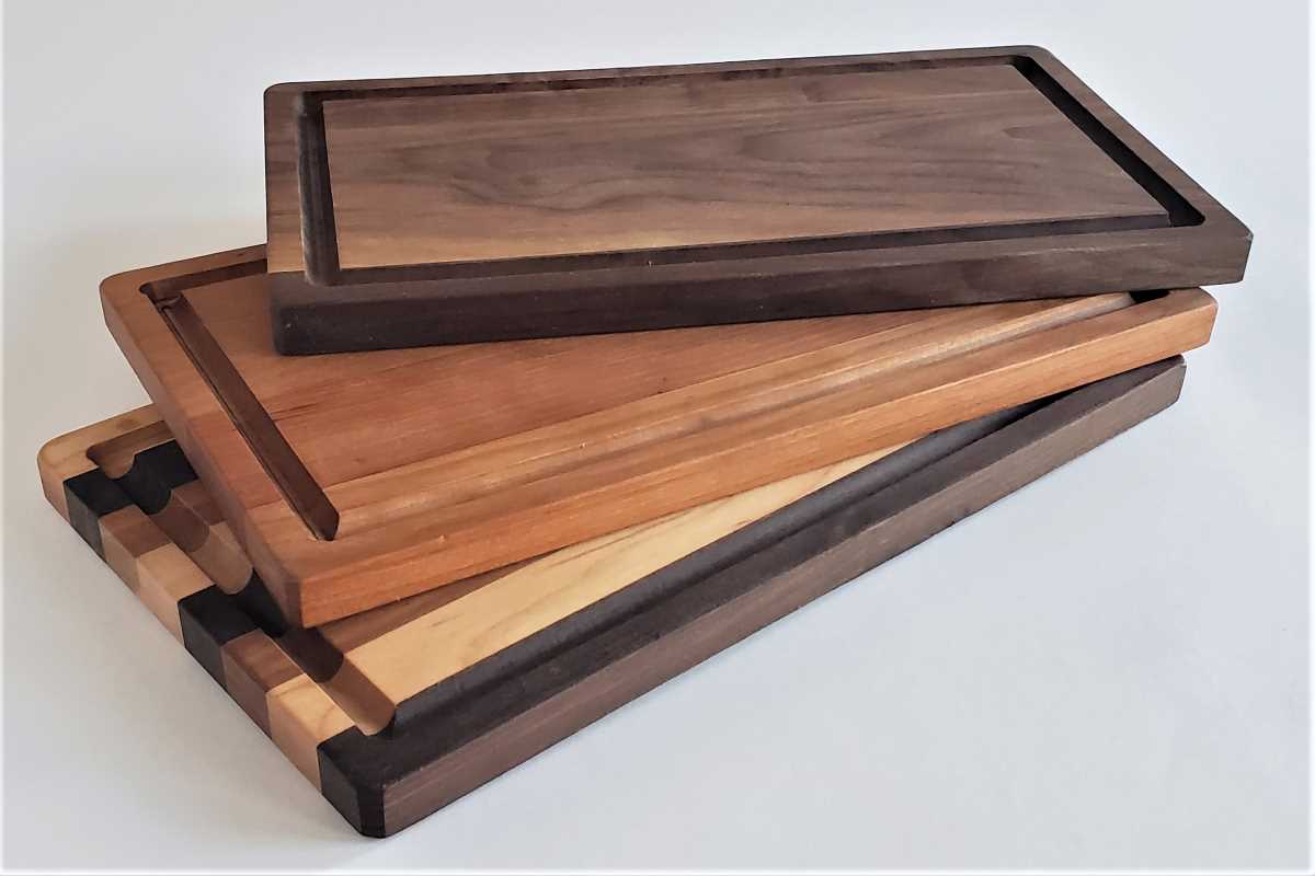 Multi-hardwood Mini Cutting Boards, Set of 4, Handmade Natural