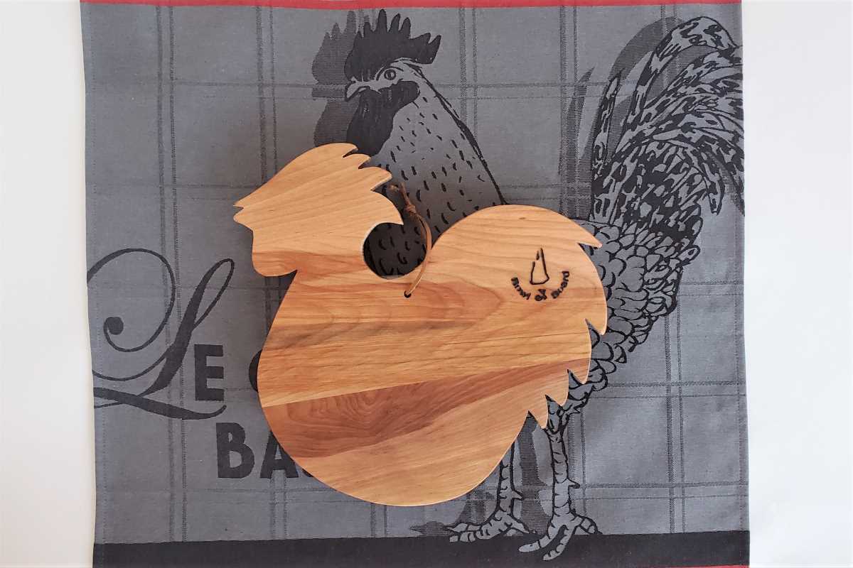 Wood Cutting Board Rooster Shaped, NH Bowl and Board