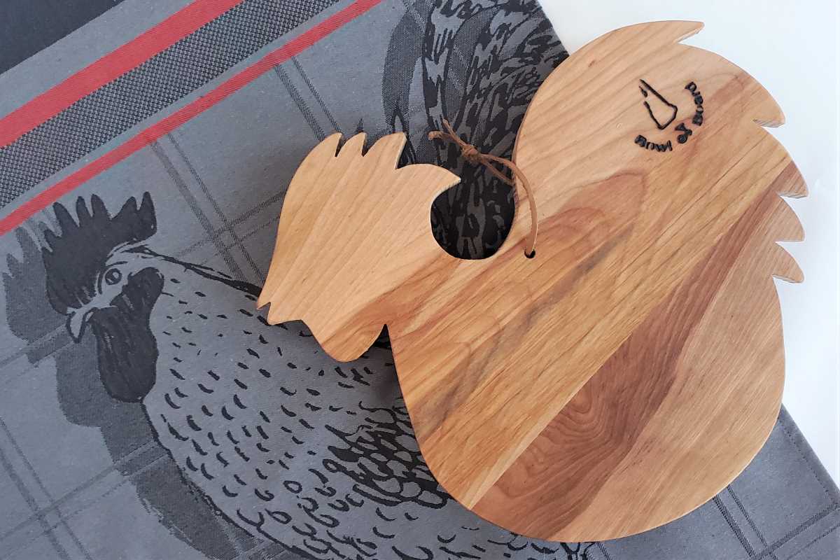 Wood Cutting Board Rooster Shaped | NH Bowl and Board | New Hampshire ...