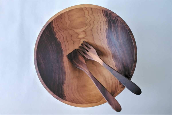 handmade walnut salad servers