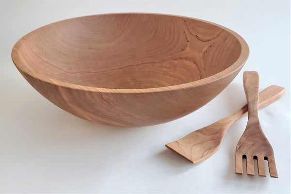 big cherry wood salad bowls