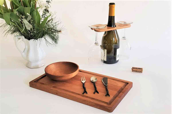 wine bottle and glass caddy