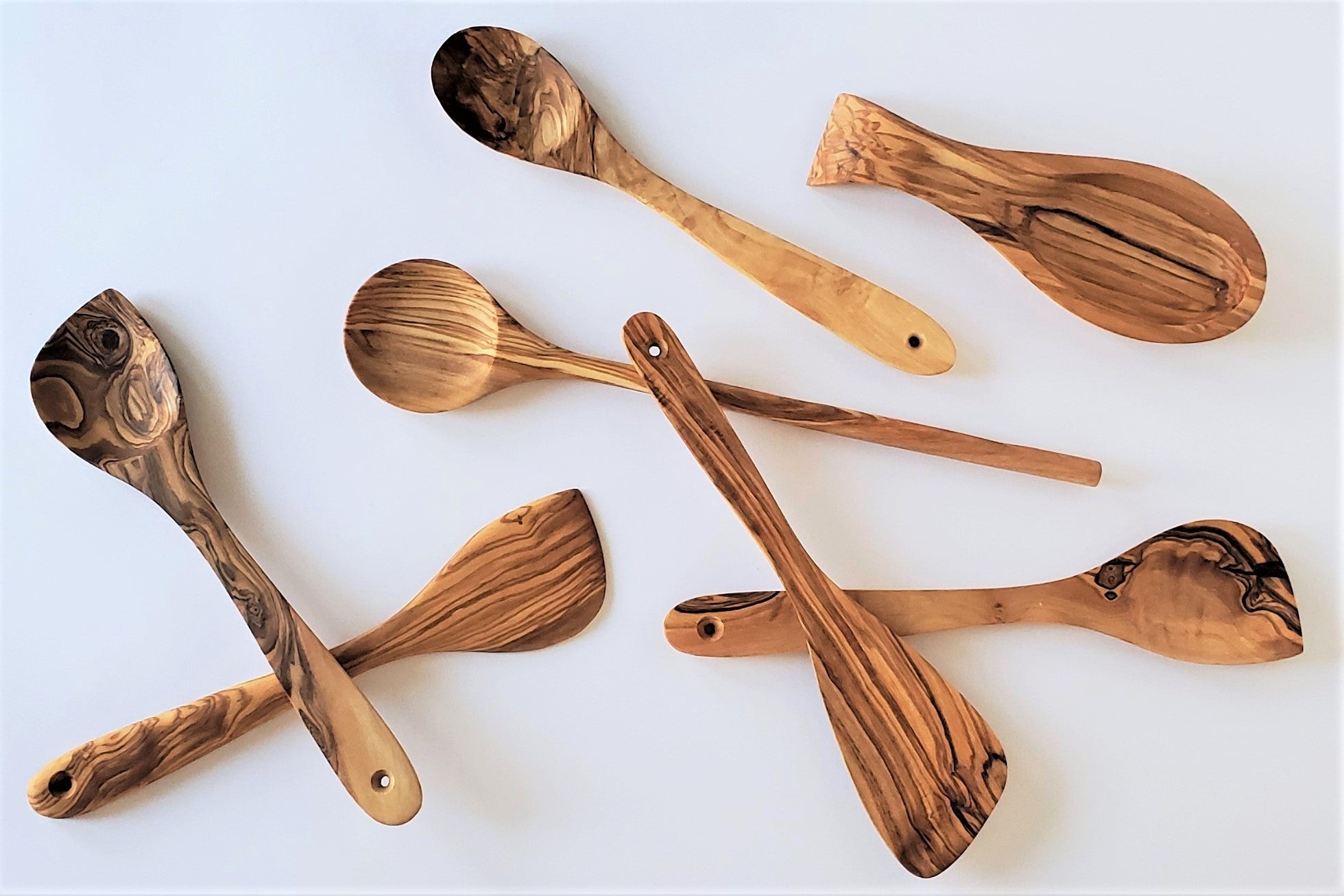 4 PC OLIVE-WOOD UTENSIL COOKING SET