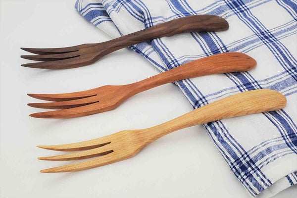 natural wood forks