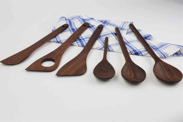 Walnut Wooden Spoon Set with Spatulas 6-PC Set