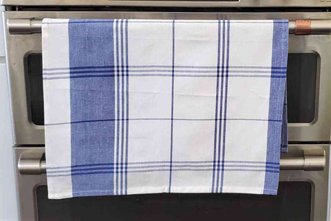 blue check dish towel