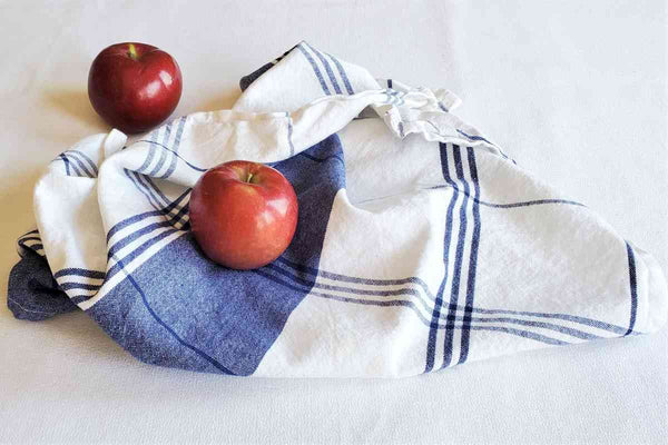 blue and white dish towel