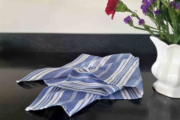 Dish Towel Blue Striped Bistro
