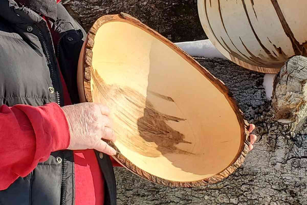 Live Edge Wood Salad Bowl Maple 19"