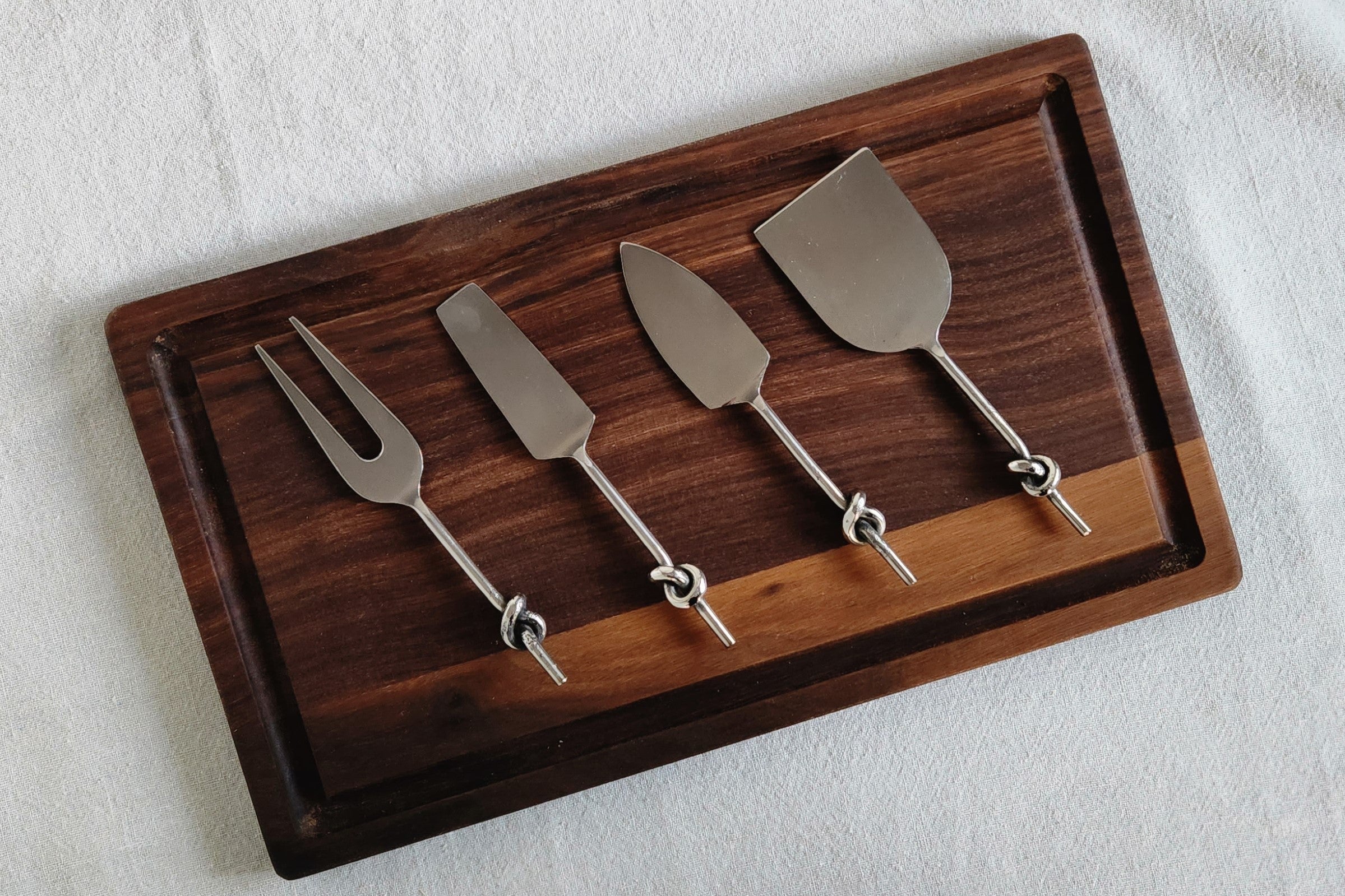 Olive Wood Cheese Knives, Set of 4