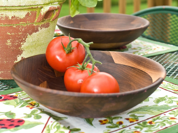 Small Wooden Side Salad Bowl  7-inch Beech with Dark Walnut Finish