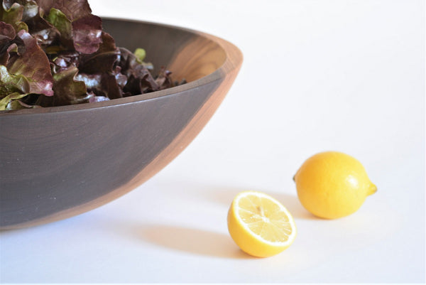 dark wood salad bowl detail