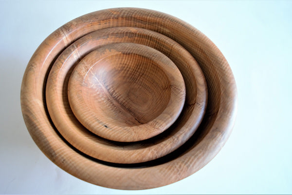 nested Maple wood bowl set