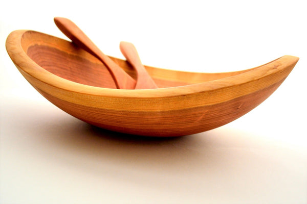 Medium 12" Cherry Salad Bowl Live Edge (4-6 Servings) | New Hampshire Bowl and Board