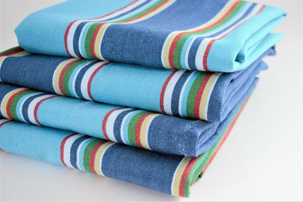 blue striped dish towel