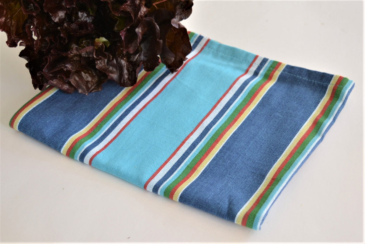 Handmade Linen tea towels with a hidden loop for hanging.