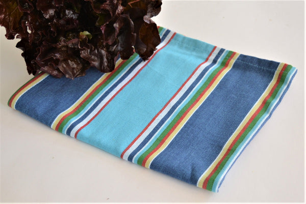 blue striped tea towel