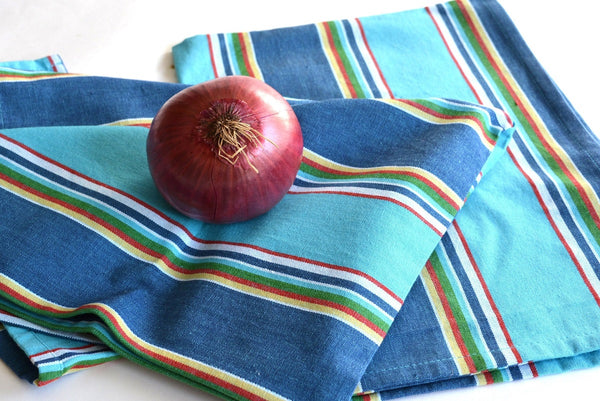 blue striped kitchen towel
