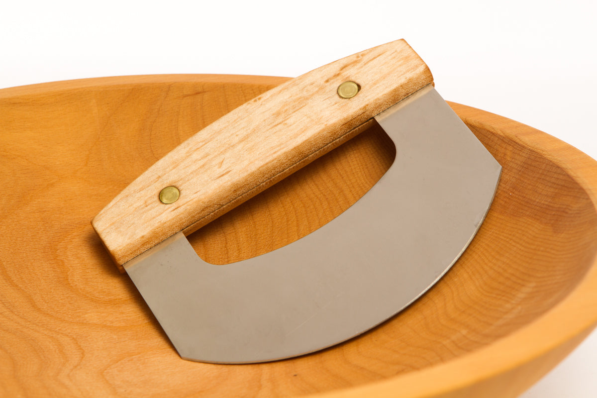 Wooden Salad Chopping Bowl with Mezzaluna, 12