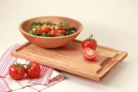Wood Salad Bowl and Cut-Carve-Serve Board 2 PC Set in Maple | New Hampshire Bowl and Board