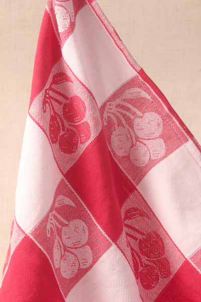 red cherry dish towel