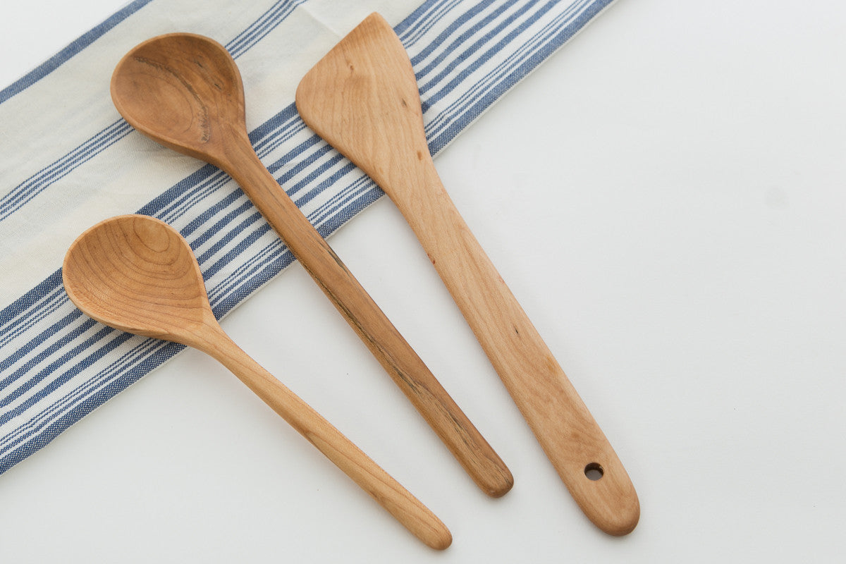 Set 2 Spatulas: Wide Spatula & Narrow Spatula - Olive Wood Handle