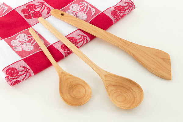 Left Handed Wood Spatula and Cook Spoons 3-Pc | New Hampshire Bowl and Board