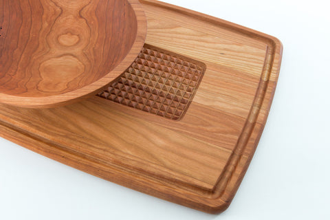 cherry bowl and carving board