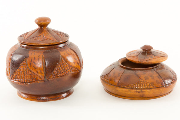 Wood Bowl with Lid Handcarved Detail | New Hampshire Bowl and Board