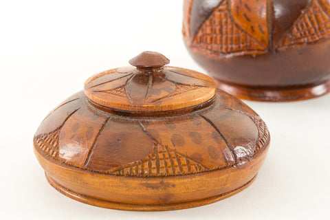 Wood Bowl with Lid Handcarved Detail | New Hampshire Bowl and Board
