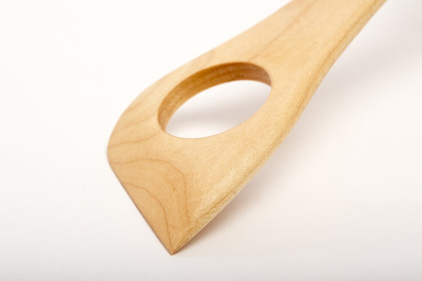 left handed spatula detail of edge