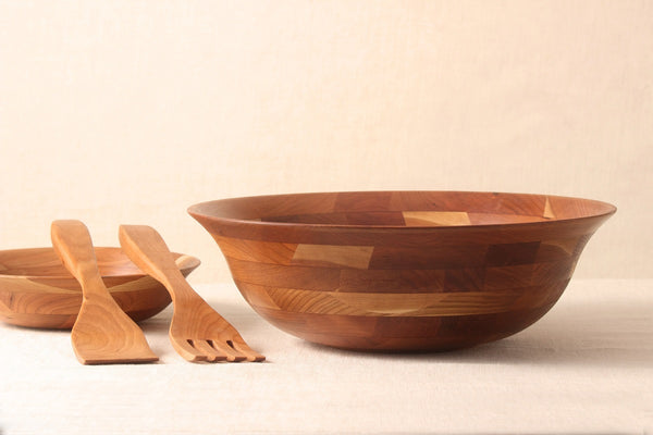 14" Cherry Sonoma Bowl Unusual Design 7-PC Set | New Hampshire Bowl and Board